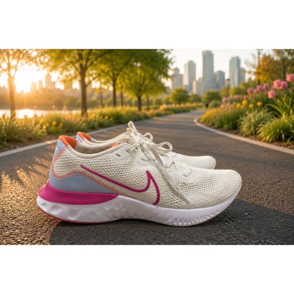 Nike Renew Running Shoes Pink Blue White Cw7436-100 Women 10.5W Athleisure